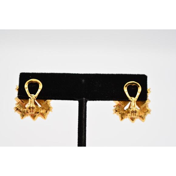 Monet Vintage Crystal Clip On Earrings Square Rhinestone Gold Signed 1980s Bin4 - Picture 11 of 12